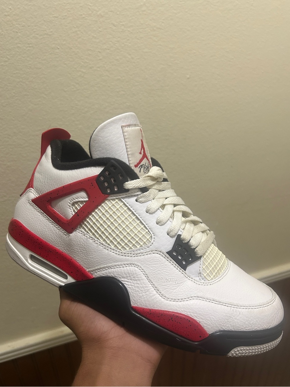 Air Jordan 4 Retro Men's Shoes in White/Red